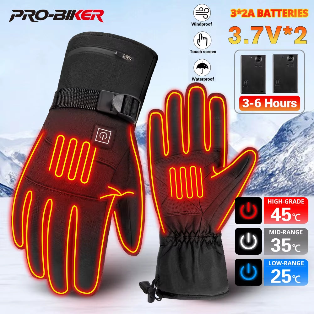 Heated Gloves Men Motorcycle Gloves Heated Guantes Waterproof Moto Touch Screen Motorbike Racing Gloves for Winter