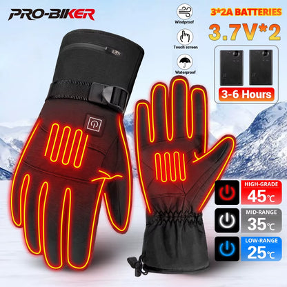 Heated Gloves Men Motorcycle Gloves Heated Guantes Waterproof Moto Touch Screen Motorbike Racing Gloves for Winter