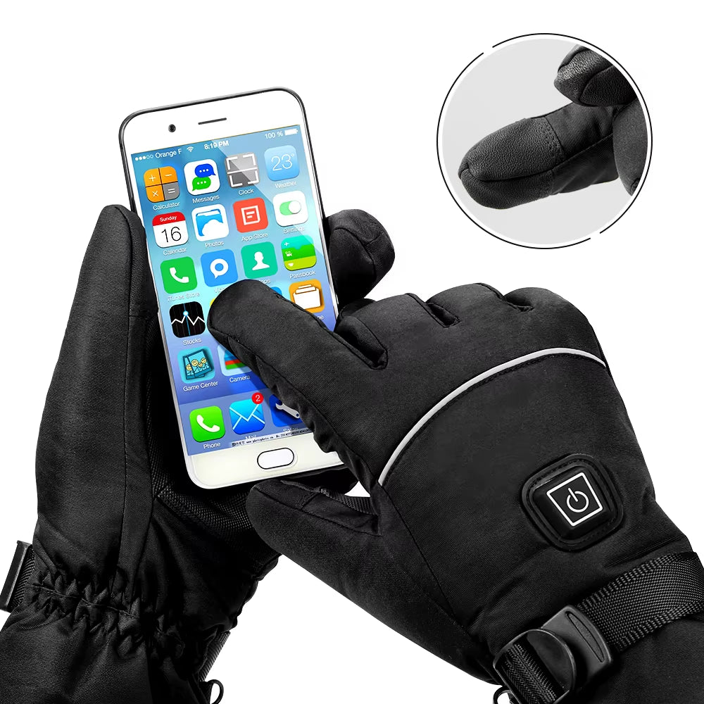 Heated Gloves Men Motorcycle Gloves Heated Guantes Waterproof Moto Touch Screen Motorbike Racing Gloves for Winter